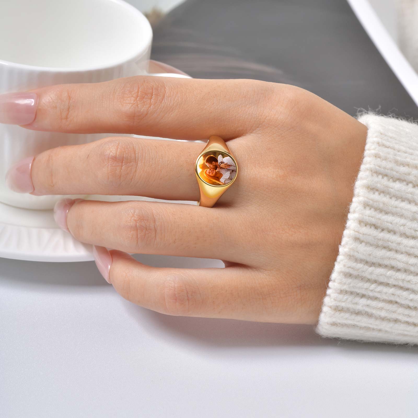 Custom Photo Signet Ring for W - Women Accessories Logo ulasan dan harga