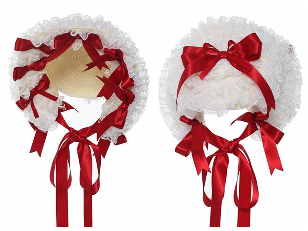 Lolita Lace Bonnet Hat Women V - Women'S Victorian Era Accessories ulasan dan harga